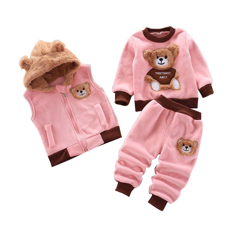 Boys And Girls Fashion Casual Three Pieces SetElevate your child's style with our Boys And Girls Fashion Casual Three Pieces Set. Made from soft and warm cotton, this set is perfect for autumn and winter. It feaInfant setPlush Fashions ShopPlush Fashion ShopGirls Fashion Casual