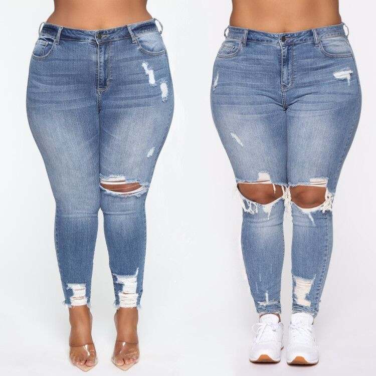 Stretch Ripped Women Plus Size Jeans Plus Size JeansUpgrade your street style with our Stretch Ripped Women Plus Size Jeans! Made of comfortable cotton with a high waist, these jeans will flatter your figure and give JeansPlush Fashions ShopPlush Fashion Shop