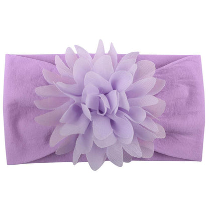 Chiffon flower baby headband in lavender, handmade hair accessory for infants.