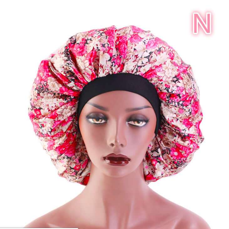 Beauty print Satin silk Bonnet sleep night cap for smooth, healthy hair.