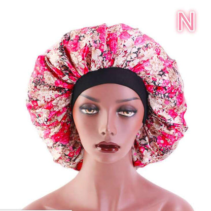 Beauty print Satin silk Bonnet sleep night cap for smooth, healthy hair.