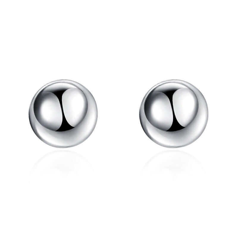 Creative 6M 8M 10M Bead Stud Earrings with silver-plated retro geometric design.