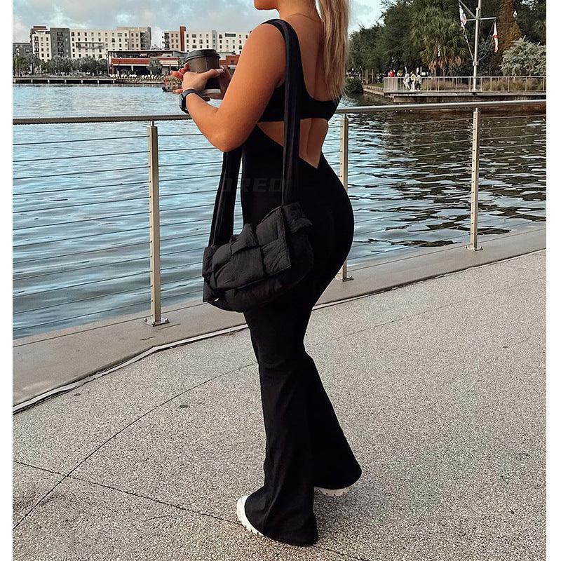 Slim Fit Hip Raise Backless Exercise Yoga ClothesElevate your workout game with our Slim Fit Hip Raise Jumpsuit! Made with comfortable, breathable polyester fabric, this jumpsuit features a backless design and tighYoga ClothingPlush Fashions ShopPlush Fashion Shop