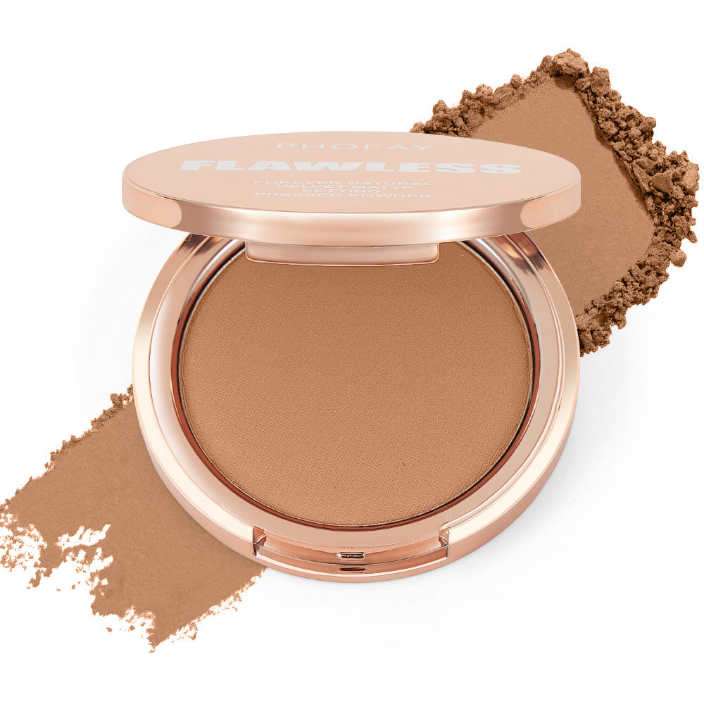 PHOFAY Matte Setting Pressed Powder, 8g, provides a flawless, matte finish ideal for oily skin.