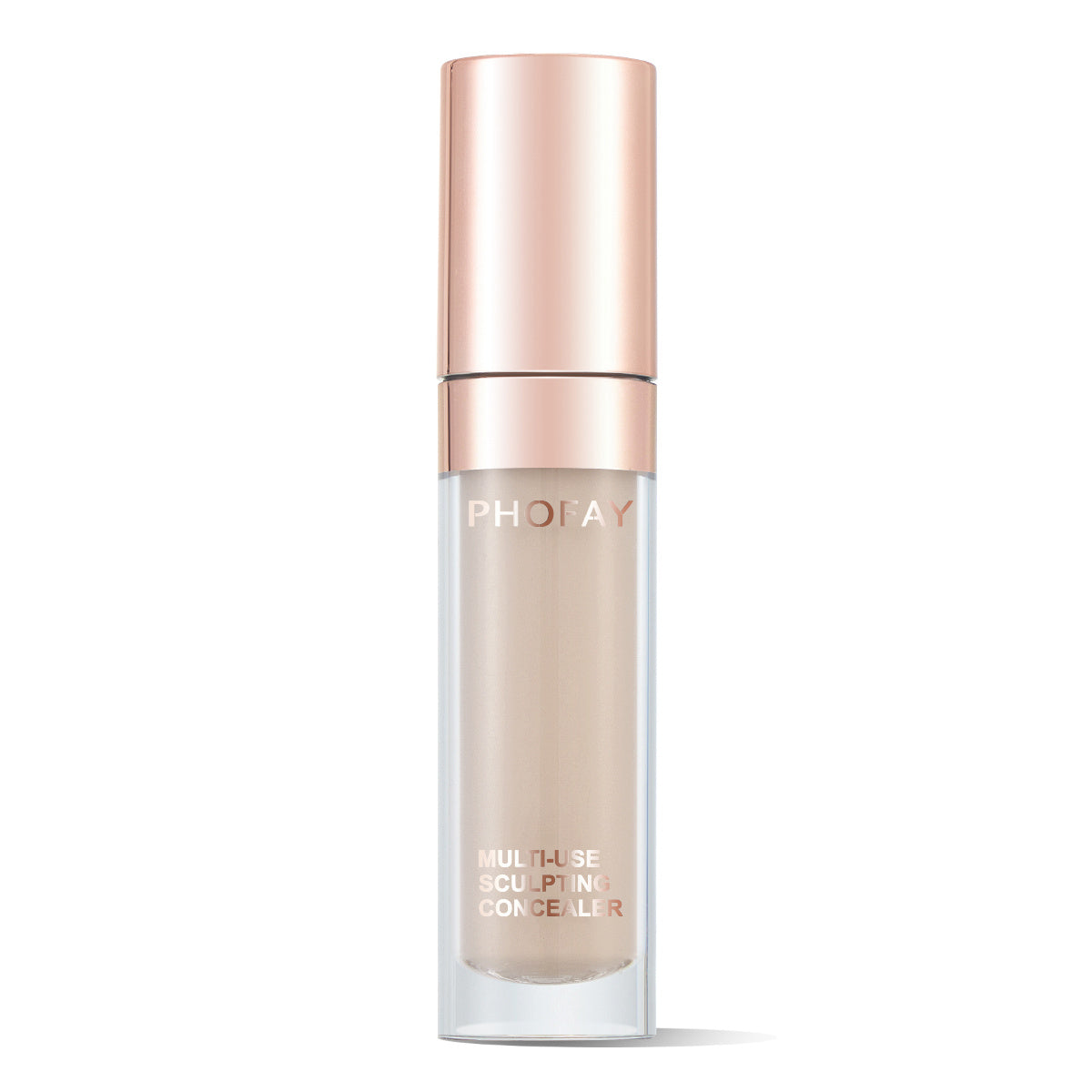 PHOFAY Super Coverage Concealer bottle with rose gold cap, full-coverage makeup product.