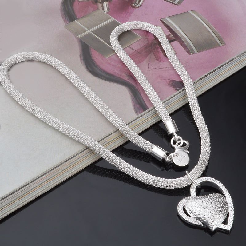 Fine Jewelry Silver Net Style Heart NecklaceFall in love with our Fine Jewelry Silver Net Chain Heart Necklace! This Korean style necklace is made with environmental protection copper and plated with thick silChainPlush Fashions ShopPlush Fashion ShopFine Jewelry Silver Net Style Heart Necklace