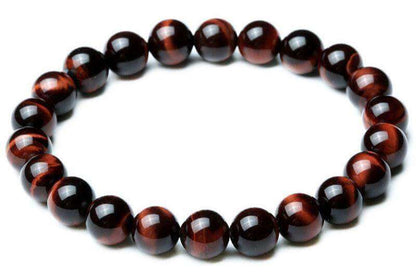 8mm red tiger eye bracelet, vintage style, geometric design.