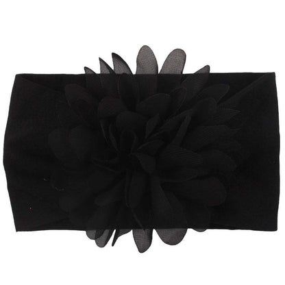 Black chiffon flower baby headband hair accessory.