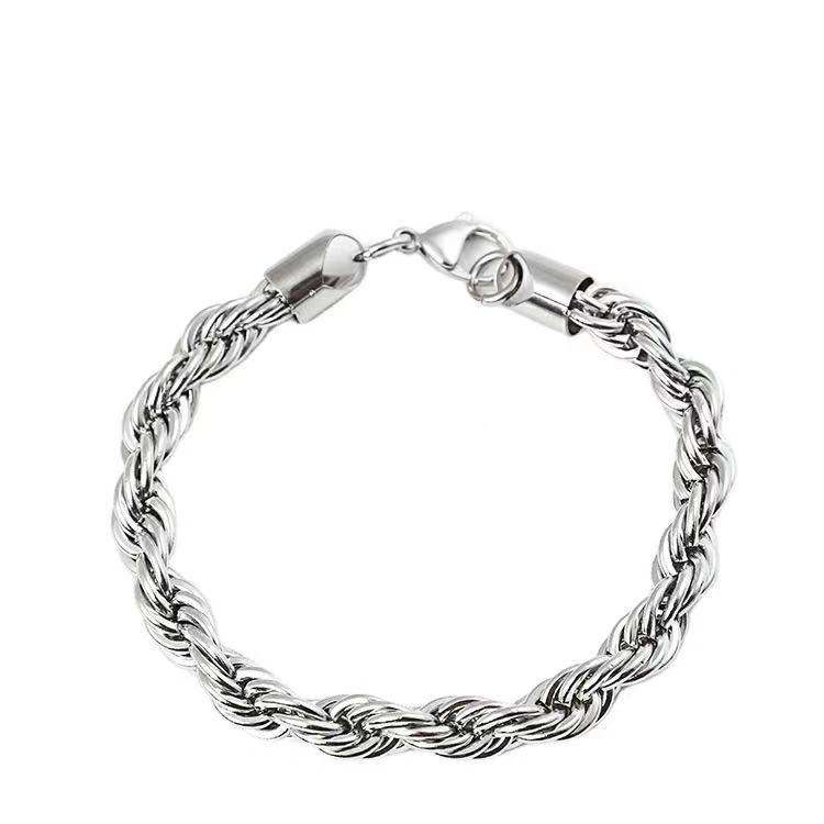 Men's Retro Titanium Steel Twist Bracelet - Plush Fashions Shop 