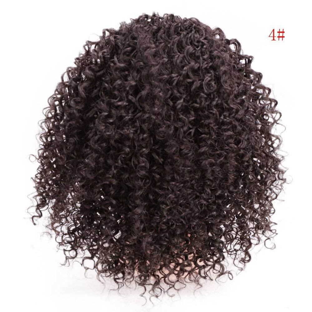 Women's African Drawstring Stretch Small Curly Wig in black, chemical fiber, 8-inch length.