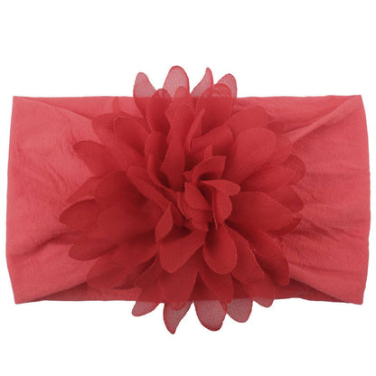 Red chiffon flower baby headband hair accessory.