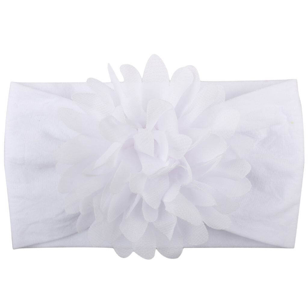 Chiffon flower baby headband in white.