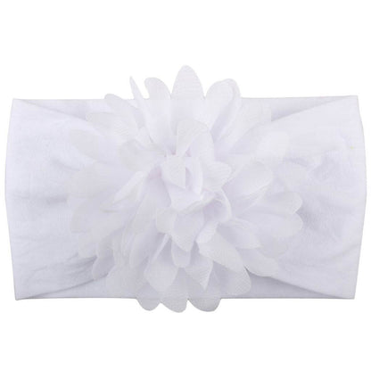 Chiffon flower baby headband in white.