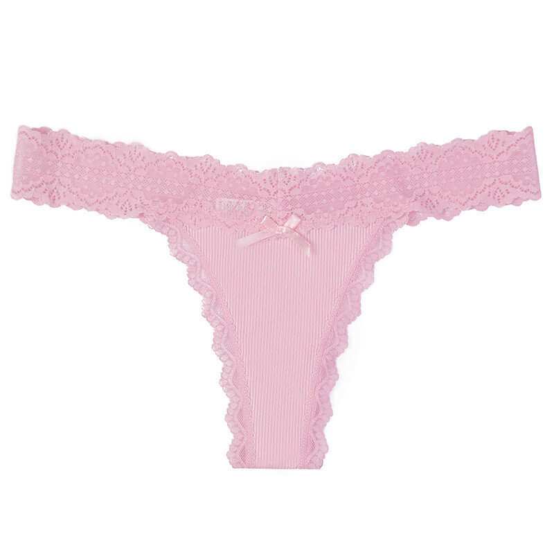 Multi-color lace panty set with cotton crotch for women.