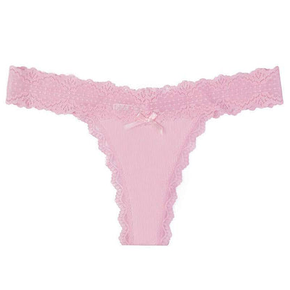 Multi-color lace panty set with cotton crotch for women.