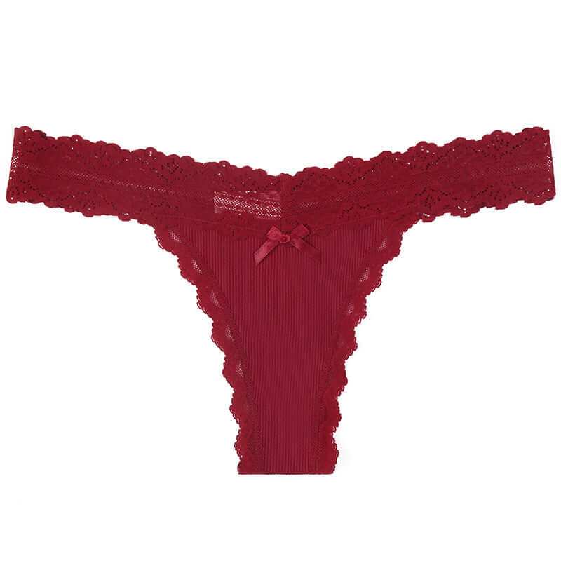 Multi-color cotton crotch women's lace panty set, mid-waist, breathable, hip lifting.