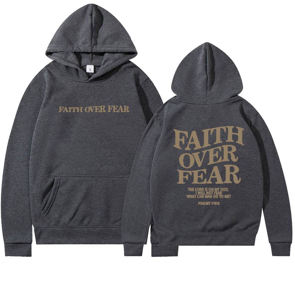 Faith Over Fear Men's And Women's Hoodies SweaterEmbrace your faith with our Faith Over Fear hoodies! Available in multiple colors and sizes, these hoodies feature a stylish letter pattern and top-stitched pockets.SweaterPlush Fashions ShopPlush Fashion Shop