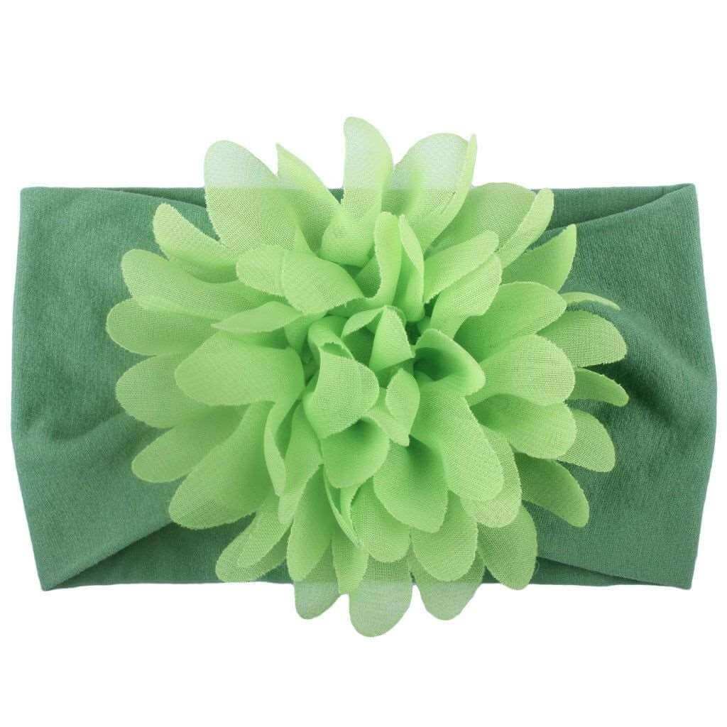 Chiffon flower baby headband in green, hair accessories.