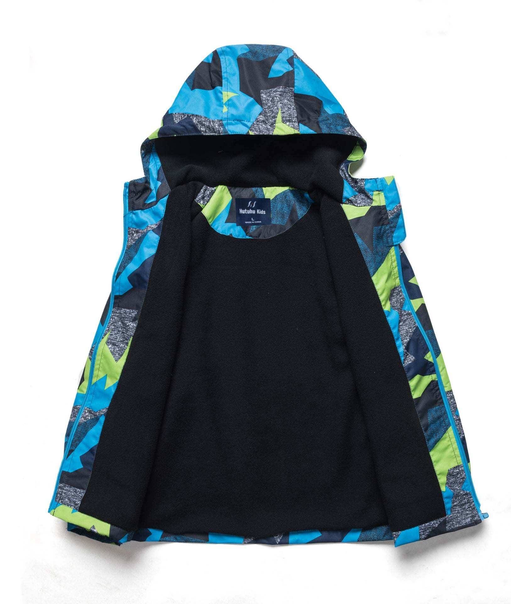 Boys' fashion casual padded windproof jacket with camouflage design.