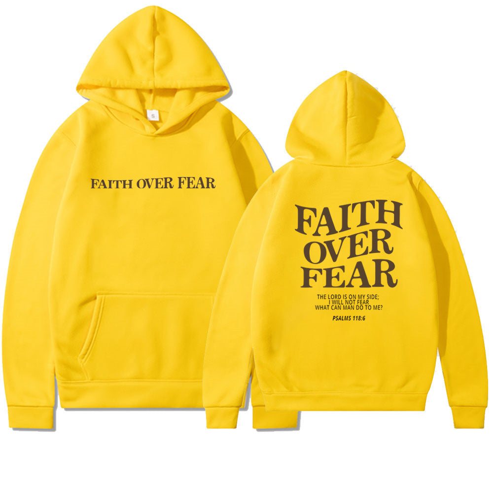 Faith Over Fear Men's And Women's Hoodies SweaterEmbrace your faith with our Faith Over Fear hoodies! Available in multiple colors and sizes, these hoodies feature a stylish letter pattern and top-stitched pockets.SweaterPlush Fashions ShopPlush Fashion Shop