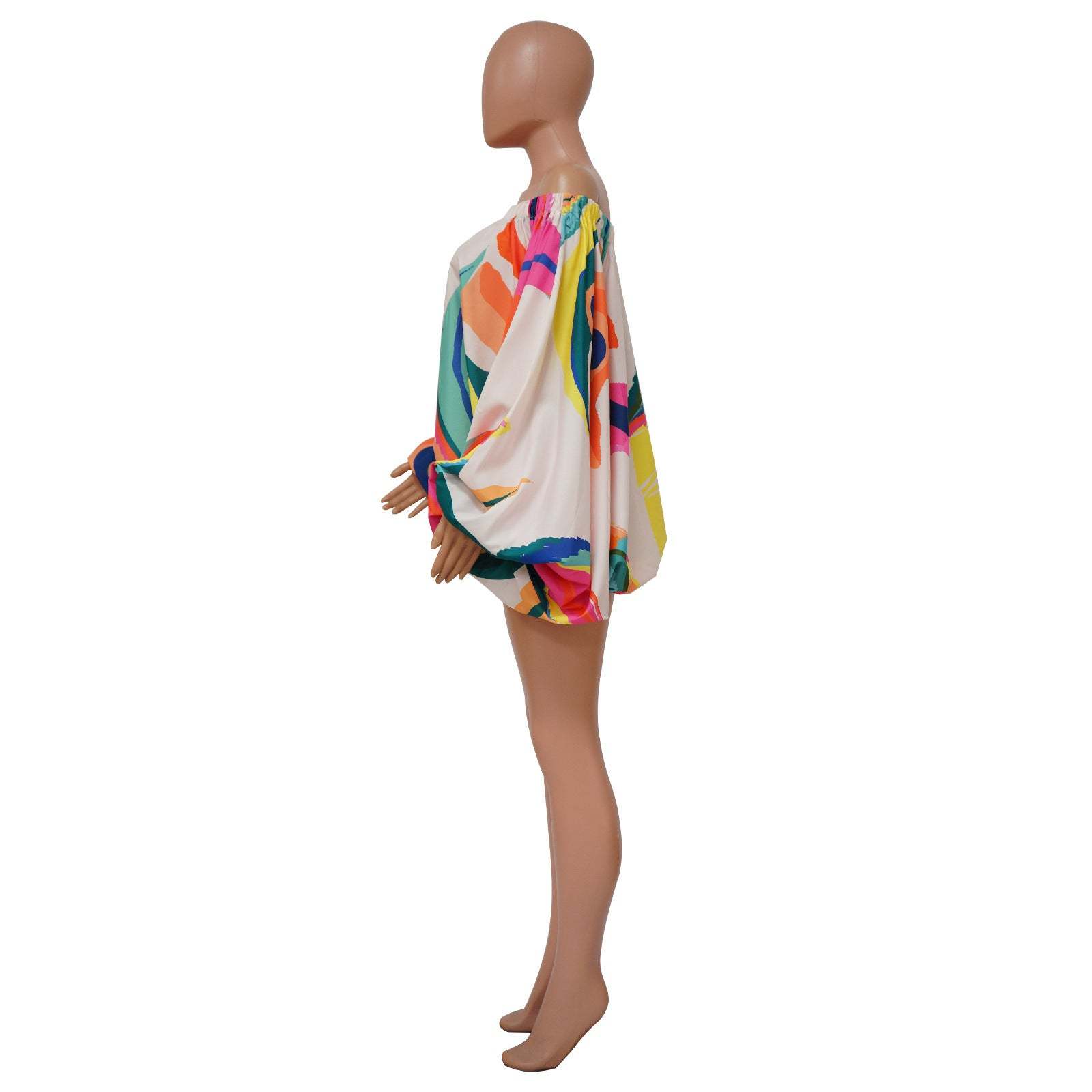 Off Shoulder Satin Printed Bat Sleeve DressThis Off Shoulder Satin Printed Bat Sleeve Dress is a versatile and stylish addition to your wardrobe. The lantern skirt and high waist design create a flattering siDressPlush Fashions ShopPlush Fashion ShopShoulder Satin Printed Bat Sleeve Dress