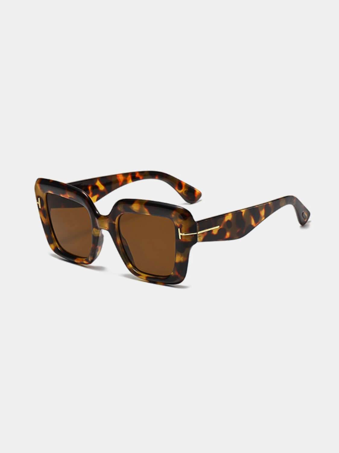 Polycarbonate Frame Square Sunglasses with UV400 lenses, tortoiseshell design.