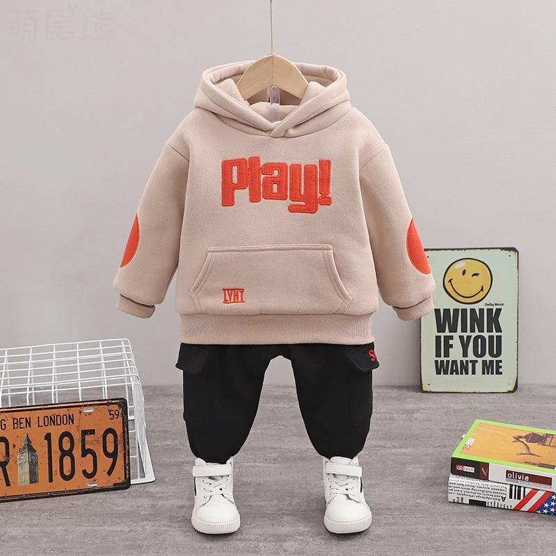 Boys two-piece hooded long-sleeved sweater - Plush Fashions Shop 