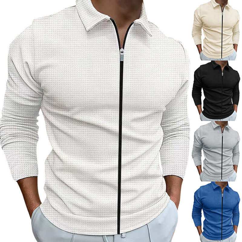 Men's Clothing Waffle Style Zipped Lapel Jacket Outdoor Sports TopsElevate your style with our Men's Waffle Style Zipped Lapel Jacket! With its unique design, available in various colors and patterns, you'll stand out from the crowdMen's Lapel ShirtPlush Fashions ShopPlush Fashion Shop