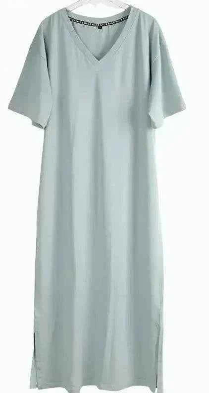 Oversized V neck women boho dress in soft, flowy fabric.