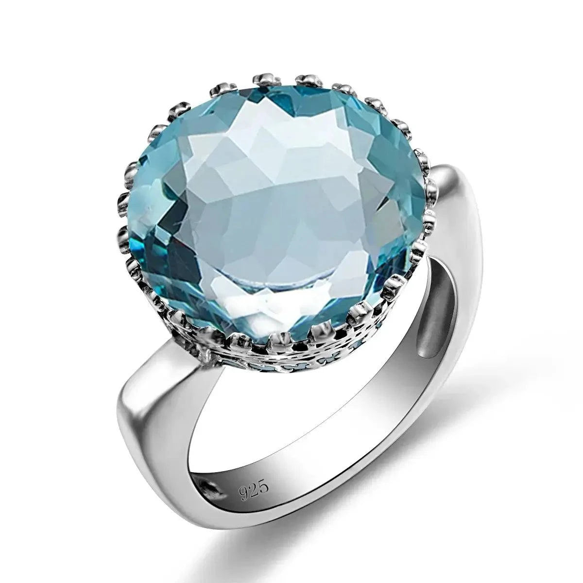 925 Sterling Silver 15ct Round Created Aquamarine Ring For WomenIndulge in elegance with this breathtaking 925 sterling silver ring featuring a stunning 15ct round created aquamarine. The perfect accessory for any occasion, this RingPlush Fashions ShopPlush Fashion Shop925 Sterling Silver 15ct Round Created Aquamarine Ring