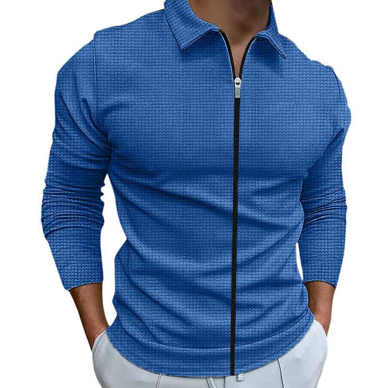 Men's Clothing Waffle Style Zipped Lapel Jacket Outdoor Sports TopsElevate your style with our Men's Waffle Style Zipped Lapel Jacket! With its unique design, available in various colors and patterns, you'll stand out from the crowdMen's Lapel ShirtPlush Fashions ShopPlush Fashion Shop