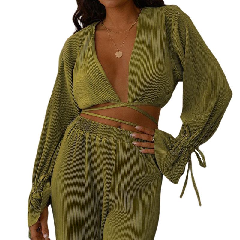 Women's Clothing Solid Color And V-neck Fashion SuitElevate your style game with our Women's Clothing Solid Color And V-neck Fashion Suit! Featuring a sleek solid color design and a flattering V-neck cut, this suit is2 piece Pants setPlush Fashions ShopPlush Fashion ShopClothing Solid Color