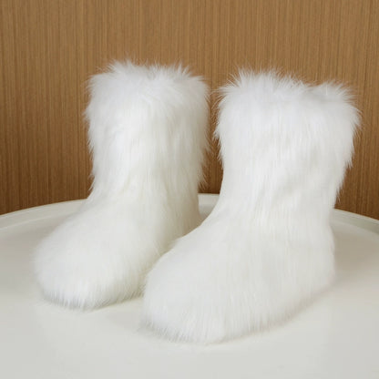 Ladies Fluffy 35cm Shibuya  Sexy Y2g Boots - Plush Fashion Shop #