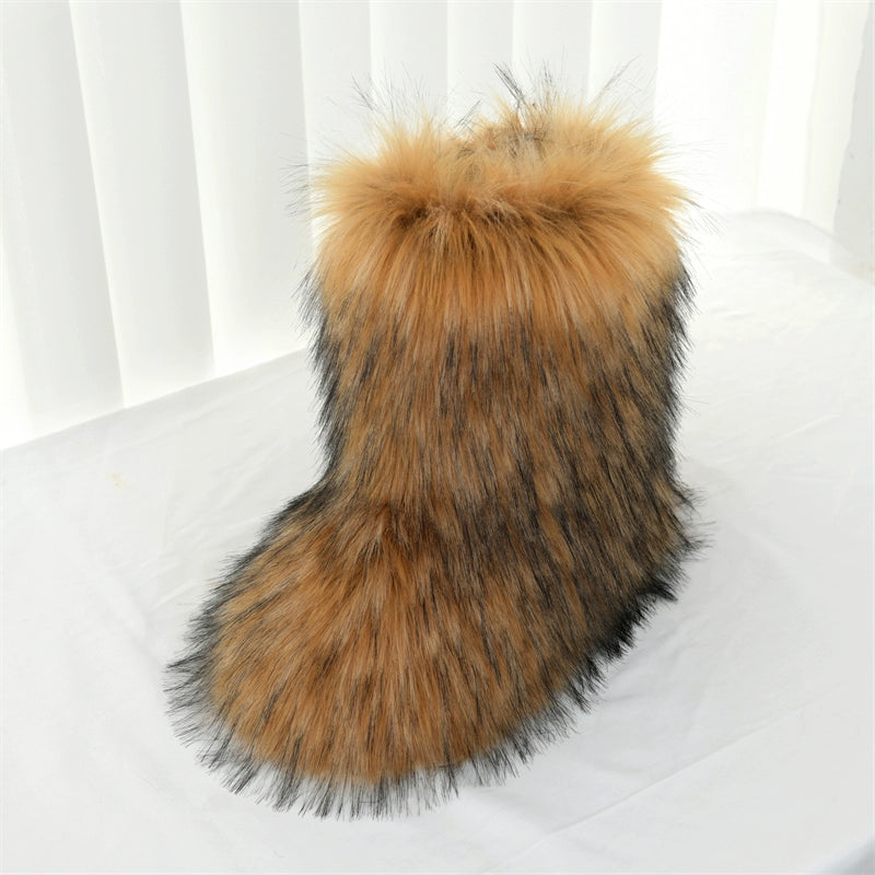 Ladies Fluffy 35cm Shibuya  Sexy Y2g Boots - Plush Fashion Shop #