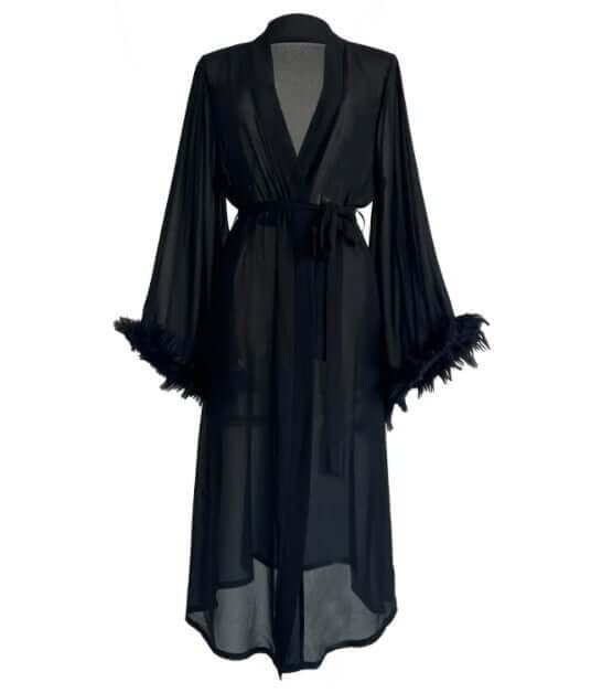 Women's  Silk Feather Long Style Long Sleeve Ladies' RobeStay cozy and stylish in our Long Style Long Sleeve Ladies' Robe. Made with breathable and comfortable polyester fiber, this artificial silk feather design is perfecRobePlush Fashions ShopPlush Fashion Shop