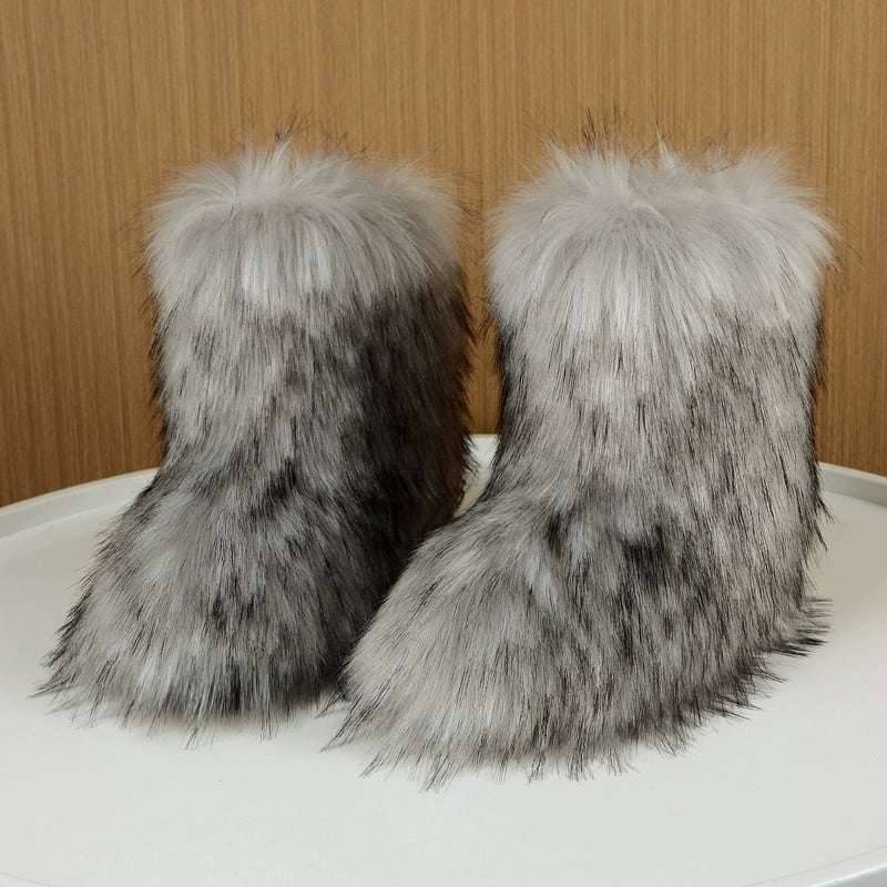 Ladies Fluffy 35cm Shibuya  Sexy Y2g Boots - Plush Fashion Shop #