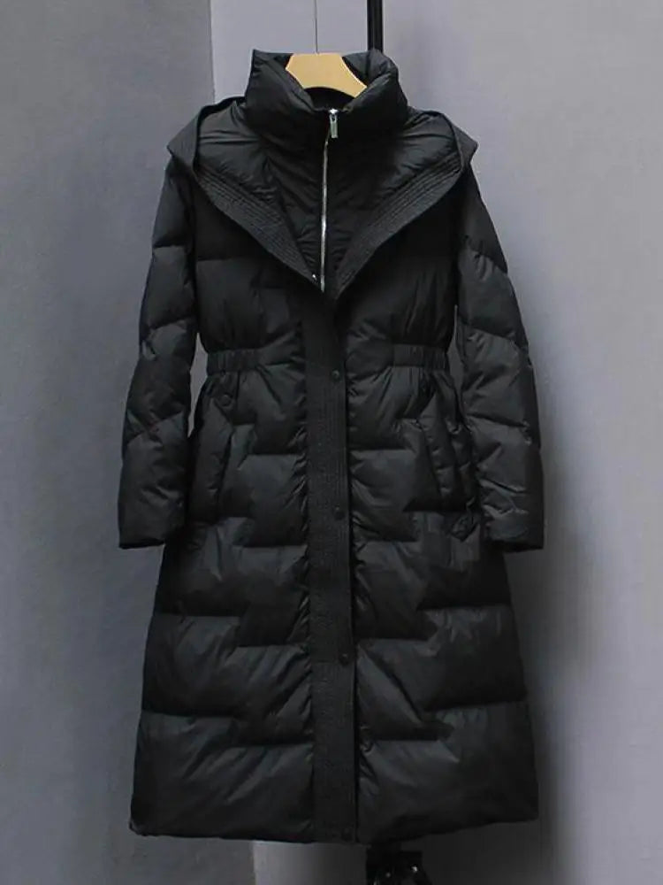 New Winter Hooded Over The Knee Puffer Coats For  Women.