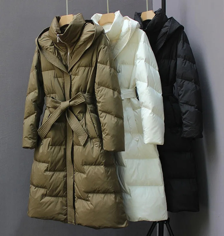 New Winter Hooded Over The Knee Puffer Coats For  Women