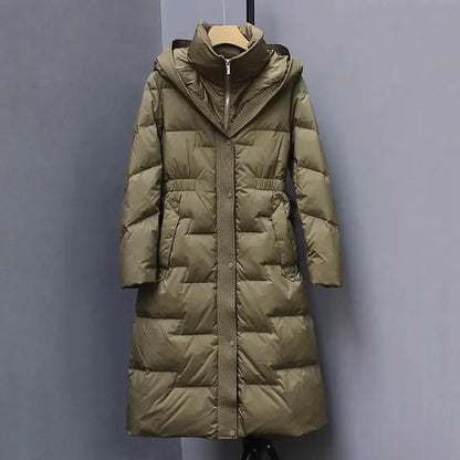 New Winter Hooded Over The Knee Puffer Coats For  Women.