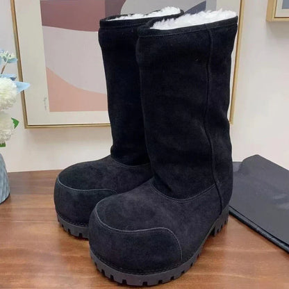 Women new long tube snow boots with big head comfortable  thick warm Boots.