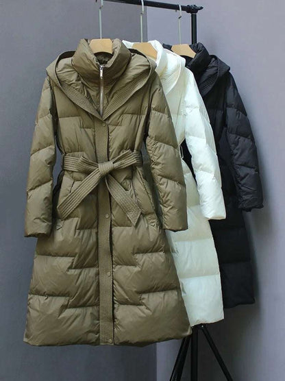 New Winter Hooded Over The Knee Puffer Coats For  Women - Plush Fashion Shop #