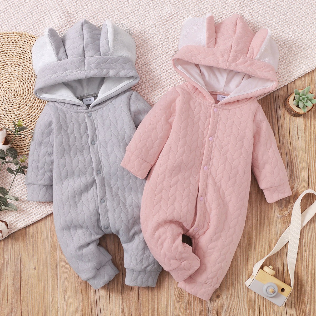 Infant Hooded Romper Outer WearA cozy and stylish outerwear for your little one! The Infant Hooded Romper is made of soft cotton in 4 beautiful colors. Perfect for babies 0-18M, it features a convbaby sweatersPlush Fashions ShopPlush Fashion Shop