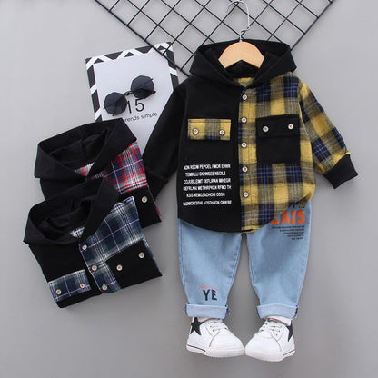 Two-piece Autumn Plaid ShirtDress your little one in style with our Two-piece Autumn Plaid Shirt. Made with 95% cotton, this set features a long-sleeved shirt and trousers for infants and child0Plush Fashions ShopPlush Fashion Shop-piece Autumn Plaid Shirt