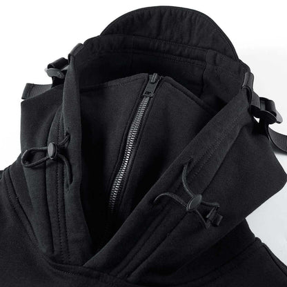 Men's Autumn Function Wind Mask Hoodie with multi-pocket design and wind protection.