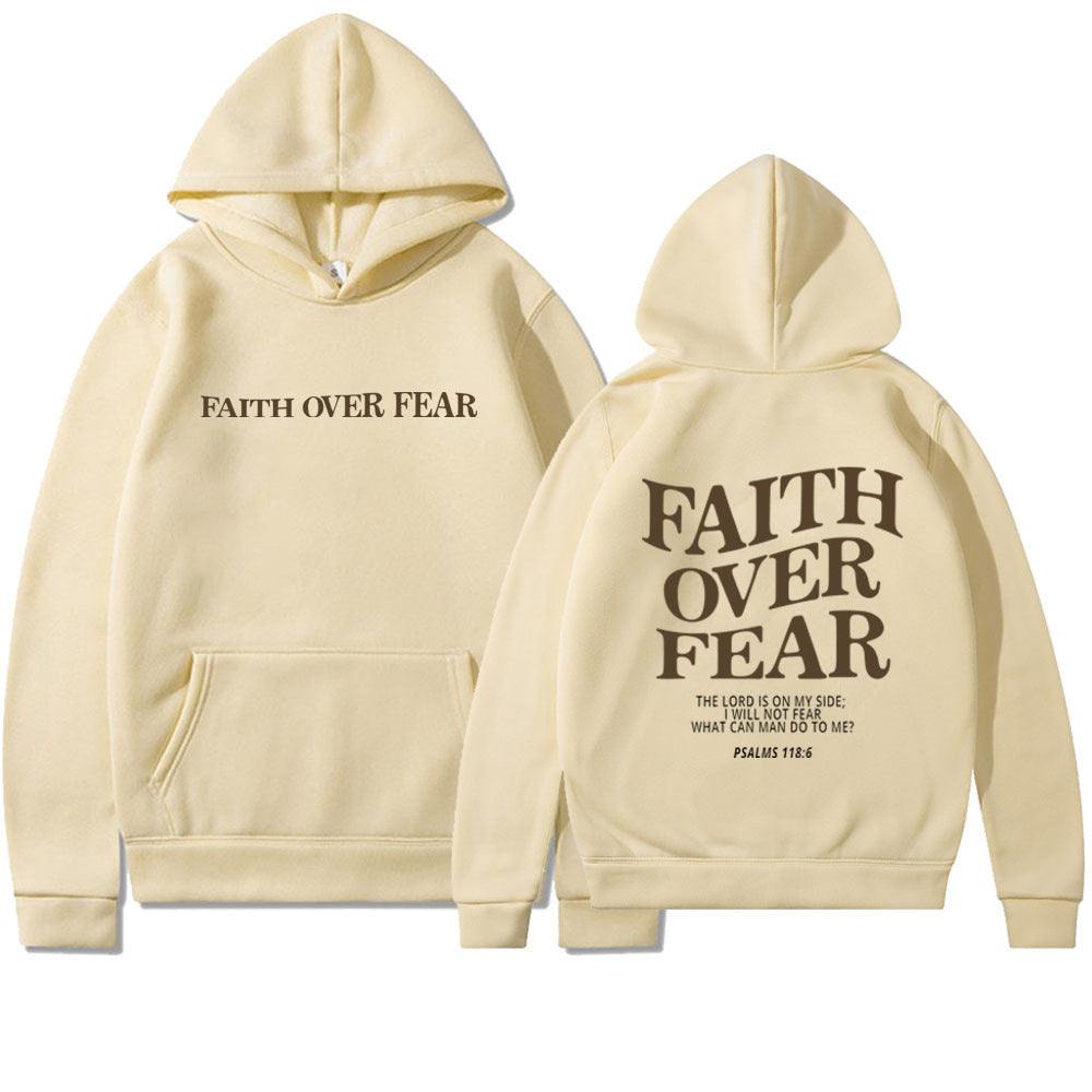 Faith Over Fear Men's And Women's Hoodies SweaterEmbrace your faith with our Faith Over Fear hoodies! Available in multiple colors and sizes, these hoodies feature a stylish letter pattern and top-stitched pockets.SweaterPlush Fashions ShopPlush Fashion Shop