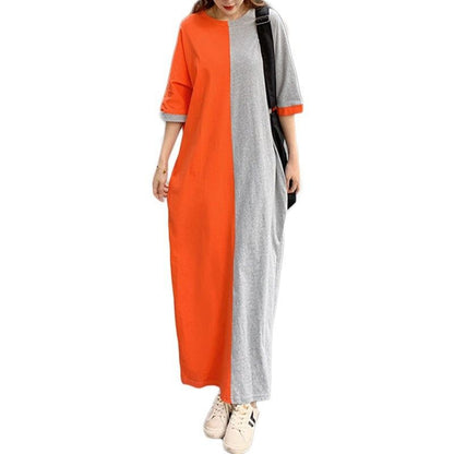 Women's Fashion Casual Cotton Colorblock Loose T-Shirt DressRevamp your wardrobe with our Women's Fashion Casual Cotton Colorblock Loose T-Shirt Dress. Made from lightweight polyester fiber, this orange-gray, green gray, and DressPlush Fashions ShopPlush Fashion ShopFashion Casual Cotton Colorblock Loose