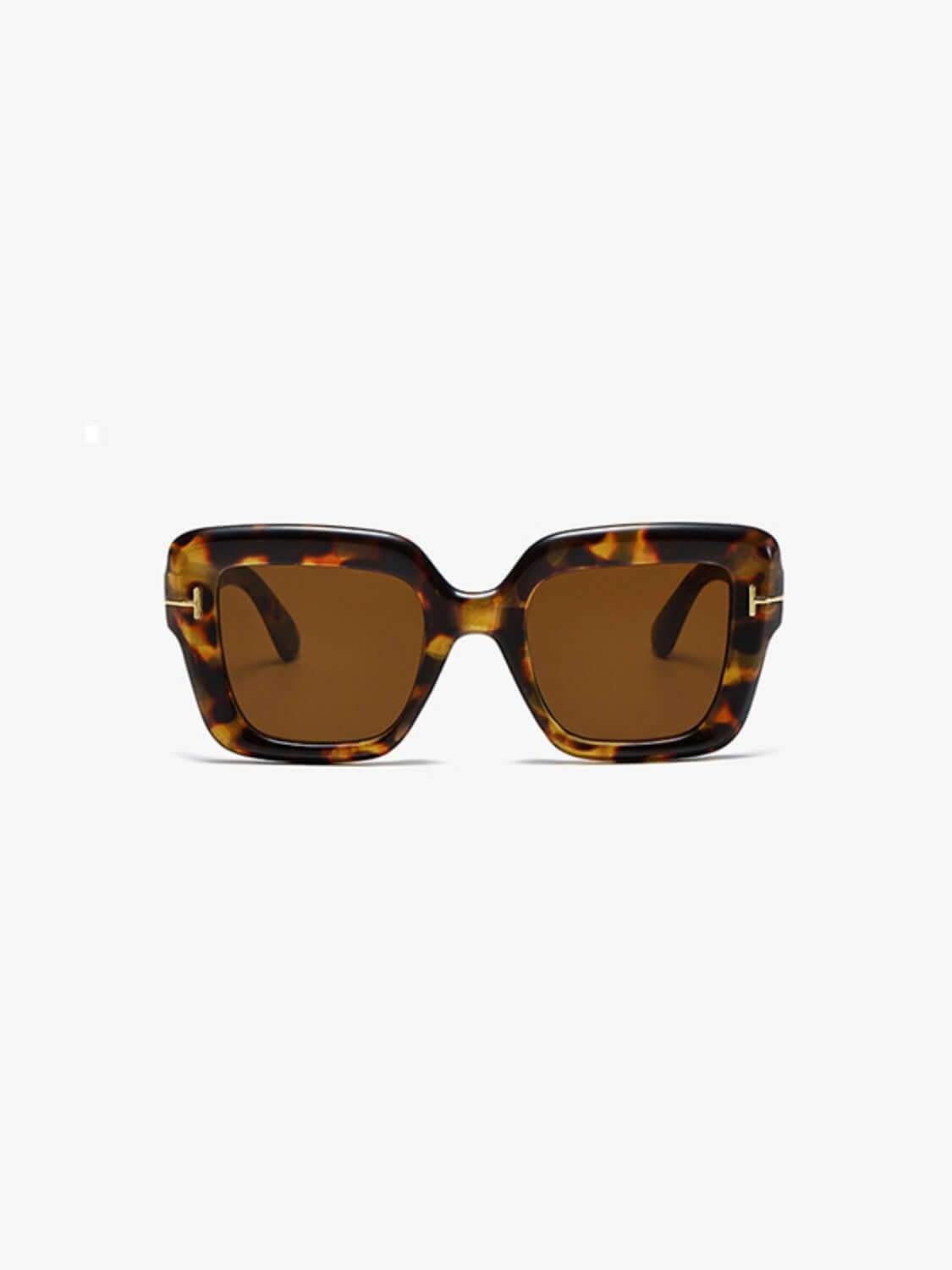 Polycarbonate Frame Square Sunglasses with UV400 protection, tortoiseshell design.