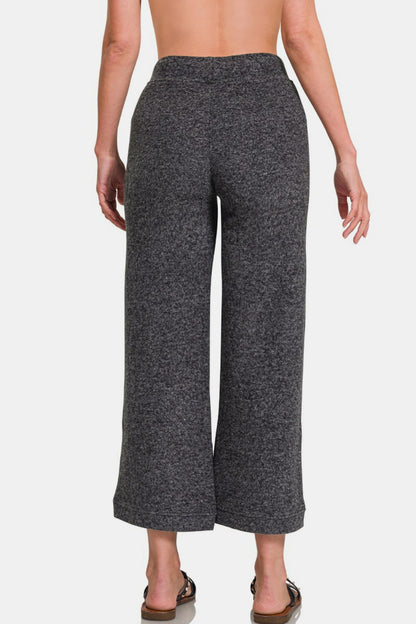 Zenana Drawstring Hacci Cropped Pants