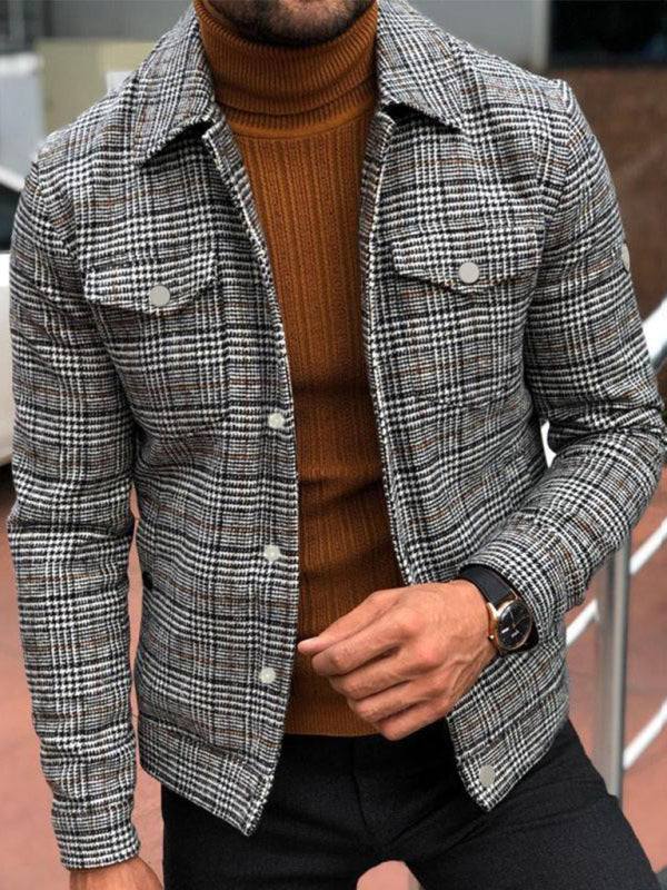 Slim Casual Fashion Autumn Plaid Men's Coat Tops - Plush Fashion Shop #