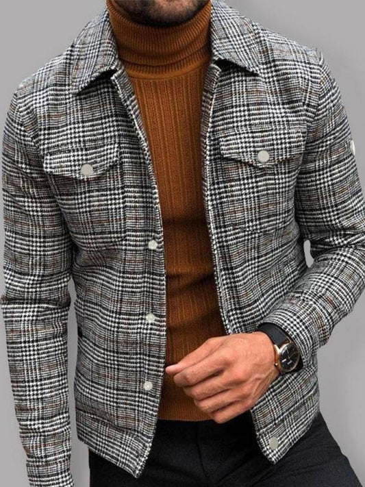 Slim Casual Fashion Autumn Plaid Men's Coat Tops - Plush Fashion Shop #